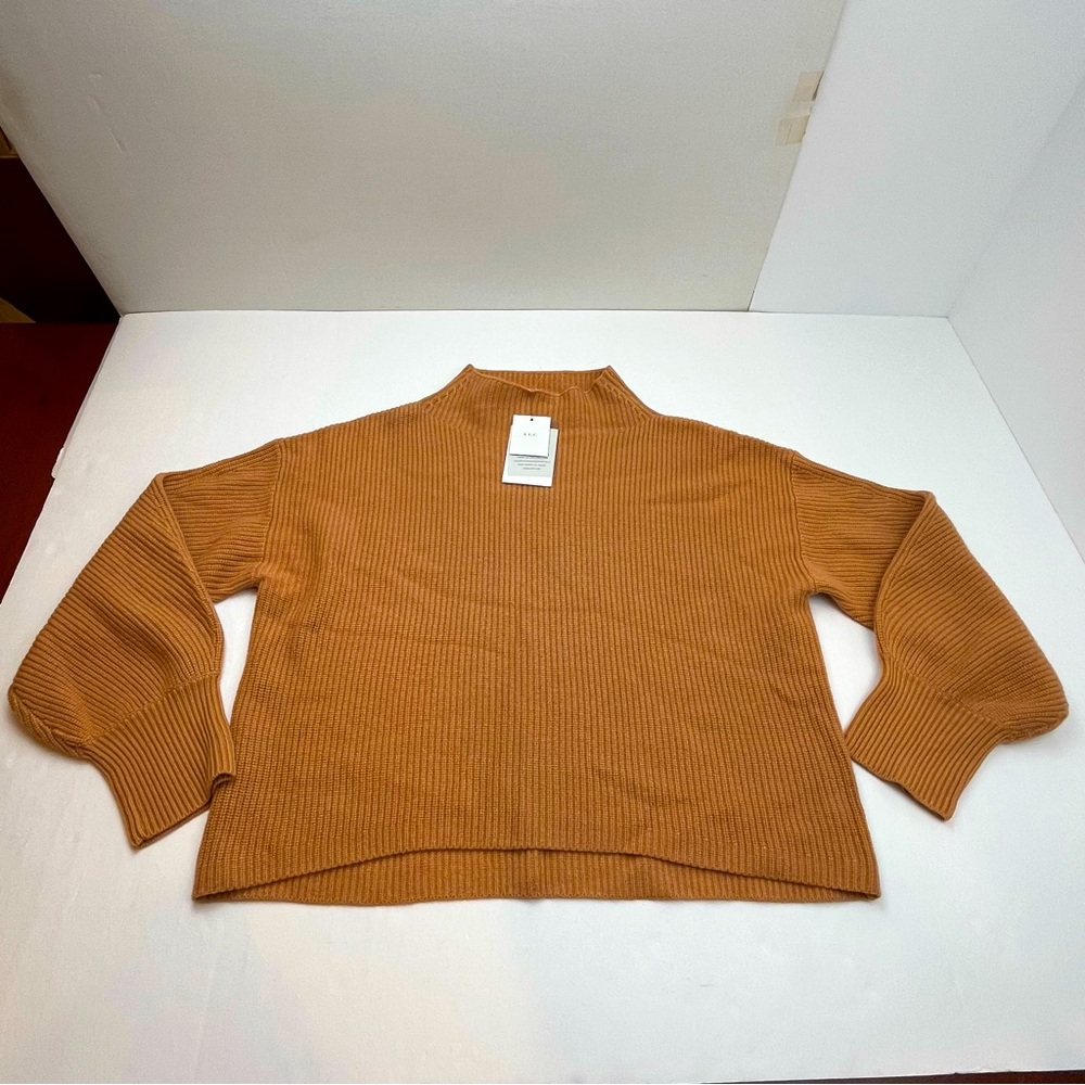 A.L.C. Helena Ribbed Lambswool Cashmere Blend Sweater Womens Size XL Tan NEW